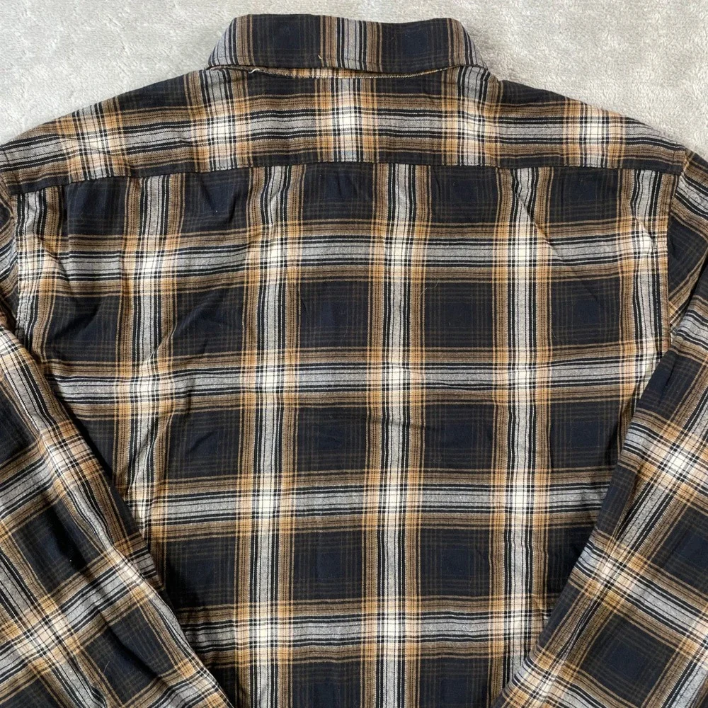 Banana Republic Shirt Untucked Fit Mens Large Black Plaid Slim Fit Preppy Office